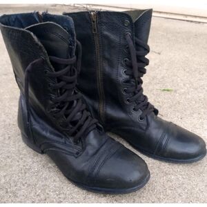 Steve Madden Troopa Combat Boots Black Leather size 9.5